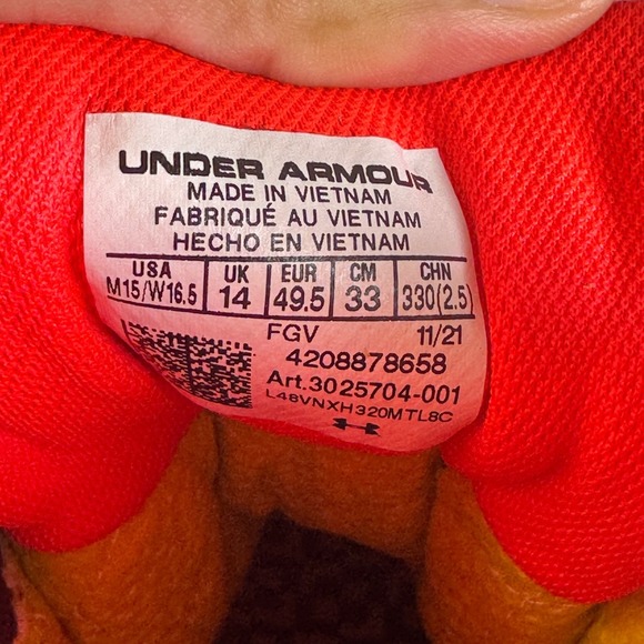 Under Armour HOVR Stormproof Hiking Boots Black Red Men's M15 W16.5 - Picture 7 of 11